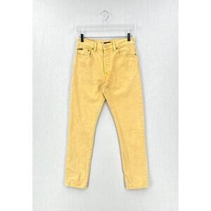 POLO RALPH LAUREN High Rise Slim Straight Jeans Womens 28 R Yellow Button Fly